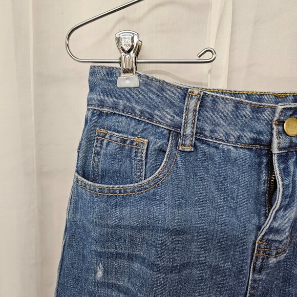 Blue Barrel Distressed Cropped Jeans Rustic Boho 28 - Picture 3 of 15